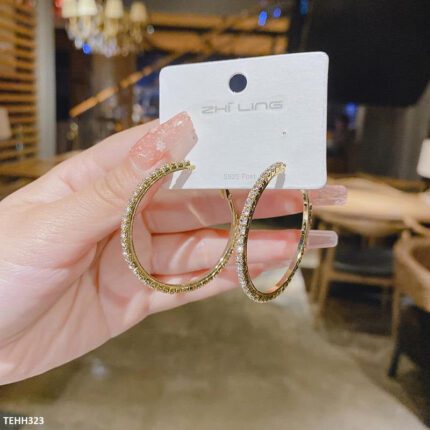 Zircon Round Drop Hoops Pair